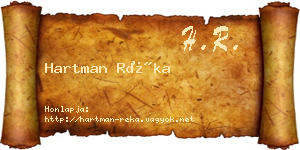 Hartman Réka névjegykártya
